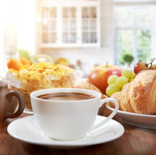 mat, äta, lunch, croissant, majs, kaffe, kopp, frukt, äpple, frukt, druvor Ivan Kruk (Dedivan1923)