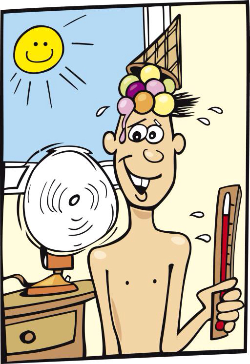 Sun, man, person, fläkt, fönster, termometer, glass, naken Igor Zakowski (Izakowski)