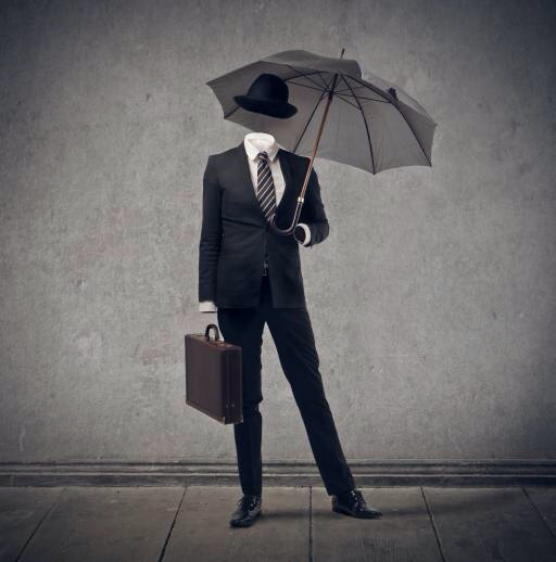 paraply, man, passa, resväska, grå Bowie15