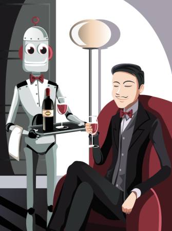 robot, man, vin, glas Artisticco Llc - Dreamstime