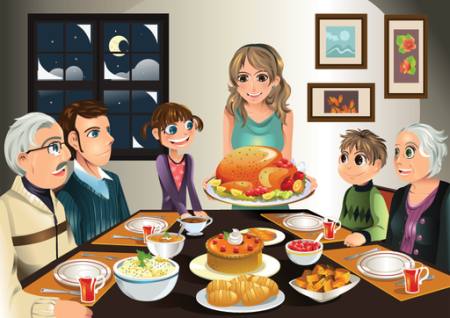 middag, kalkon, familj, kvinna, flicka, måltid Artisticco Llc - Dreamstime