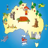 Pixwords Bilden med stat, land, kontinent, hav, båt, koala Milena Moiola (Adelaideiside)