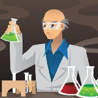 Pixwords Bilden med vetenskapsman, kemist, flaskor, grönt, rött, mix Artisticco Llc - Dreamstime