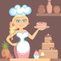 Pixwords Bilden med dam, blond, kock, tårta, kvinna, kök Klavapuk - Dreamstime
