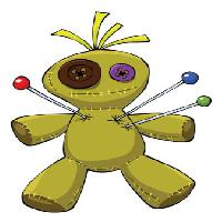 Pixwords Bilden med marionett, voodoo, nålar, leksaker, knapp Dedmazay - Dreamstime