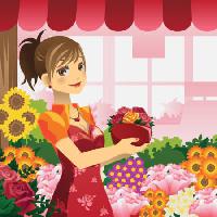 Pixwords Bilden med kvinna, blommor, shoppa, rött, flicka Artisticco Llc - Dreamstime