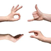 Pixwords Bilden med för hand, gest, tumb, människa, Antonuk - Dreamstime