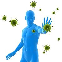Pixwords Bilden med virus, immunitet, blått, man, sjuka, bakterier, grön Sebastian Kaulitzki - Dreamstime