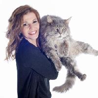 Pixwords Bilden med katt, kvinna, , leende Cynoclub - Dreamstime