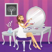 Pixwords Bilden med kvinna, smink, träd, spegel, skrivbord Artisticco Llc - Dreamstime