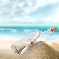 Pixwords Bilden med flaska, hav, sand, papper, ocean Silvae1 - Dreamstime