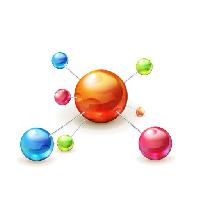 Pixwords Bilden med atom, boll, bollar, färg, färger, orange, grönt, rosa, blå Natis76