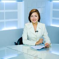 Pixwords Bilden med kvinna, nyheter, TV, studio, blå Alexander Podshivalov (Withgod)