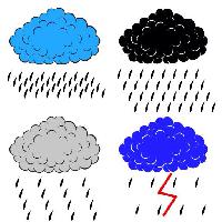 Pixwords Bilden med moln, moln, regn, åska, blå, grå, svart Aarrows