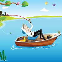 Pixwords Bilden med båt, man, vatten, fiske, sjö Zuura - Dreamstime