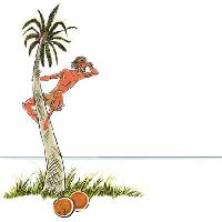 Pixwords Bilden med man, ö, strandsatta, kokosnöt, palm, titta, hav Sylverarts - Dreamstime