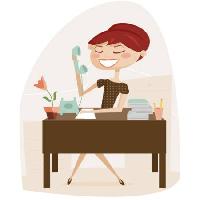 Pixwords Bilden med lärare, kvinna, telefon, skrivbord, filer, rödhårig Karola-eniko Kallai - Dreamstime