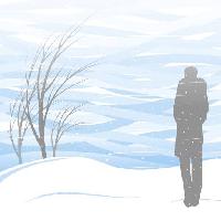 vinter, snö, person, man, snöstorm, träd Akvdanil