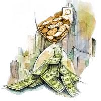 Pixwords Bilden med pengar, timme glas, timglas, dollar, dollar Dmytro Kozlov - Dreamstime